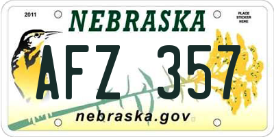 NE license plate AFZ357