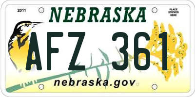 NE license plate AFZ361