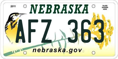 NE license plate AFZ363