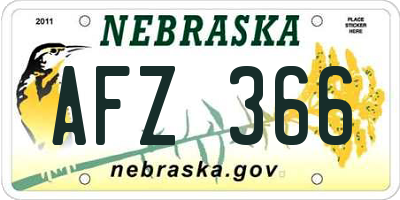 NE license plate AFZ366