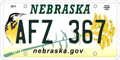 NE license plate AFZ367