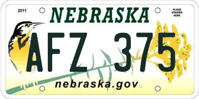 NE license plate AFZ375