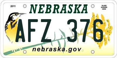 NE license plate AFZ376