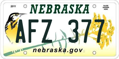 NE license plate AFZ377