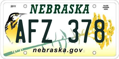 NE license plate AFZ378