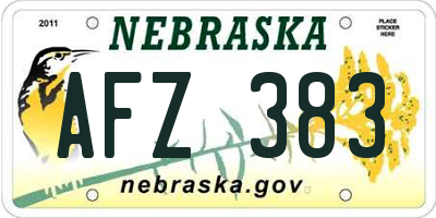 NE license plate AFZ383