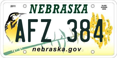 NE license plate AFZ384
