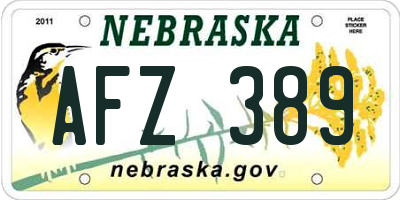 NE license plate AFZ389