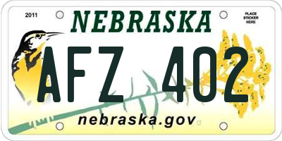 NE license plate AFZ402