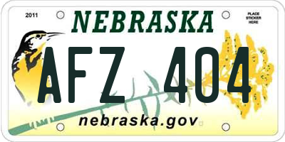 NE license plate AFZ404