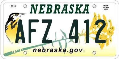NE license plate AFZ412