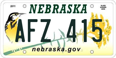 NE license plate AFZ415