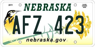 NE license plate AFZ423