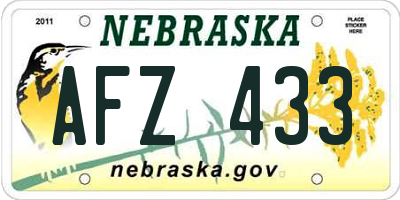NE license plate AFZ433