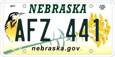 NE license plate AFZ441