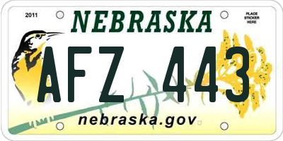 NE license plate AFZ443