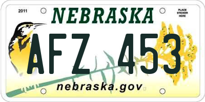 NE license plate AFZ453