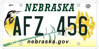 NE license plate AFZ456