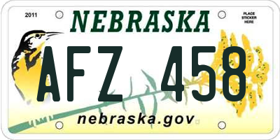 NE license plate AFZ458