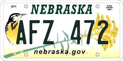 NE license plate AFZ472