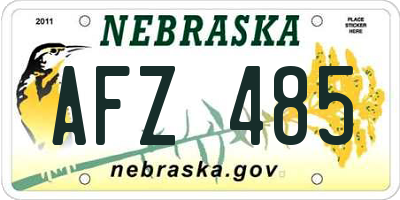 NE license plate AFZ485