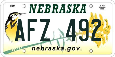 NE license plate AFZ492