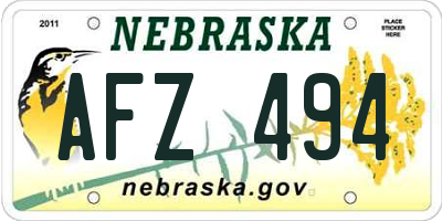 NE license plate AFZ494