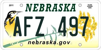 NE license plate AFZ497