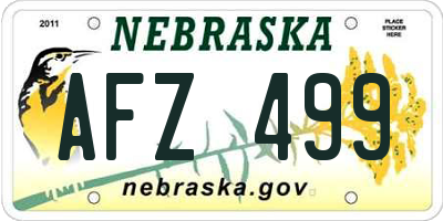NE license plate AFZ499