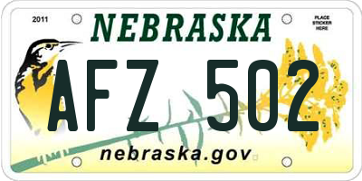 NE license plate AFZ502