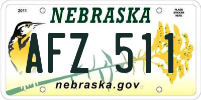 NE license plate AFZ511