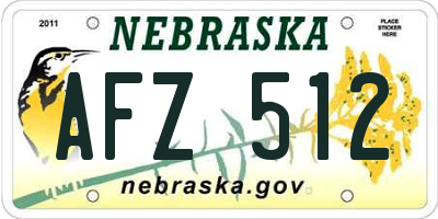 NE license plate AFZ512