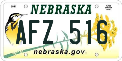NE license plate AFZ516