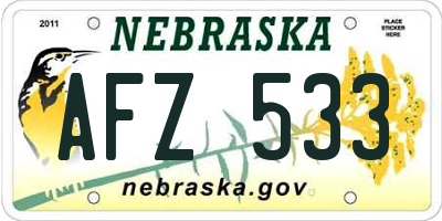 NE license plate AFZ533