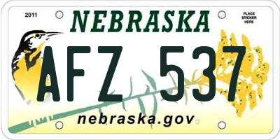 NE license plate AFZ537