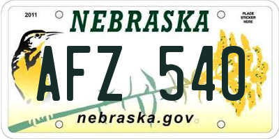 NE license plate AFZ540