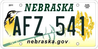 NE license plate AFZ541