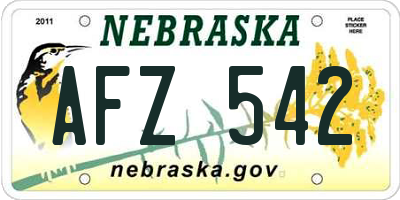 NE license plate AFZ542