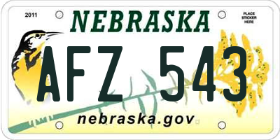 NE license plate AFZ543