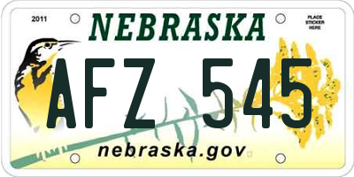 NE license plate AFZ545