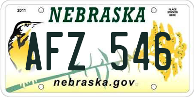 NE license plate AFZ546