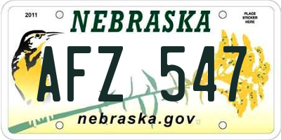 NE license plate AFZ547