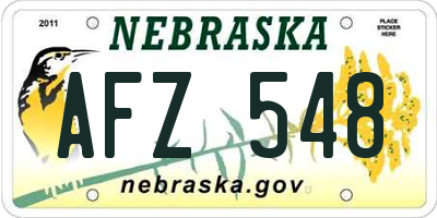 NE license plate AFZ548