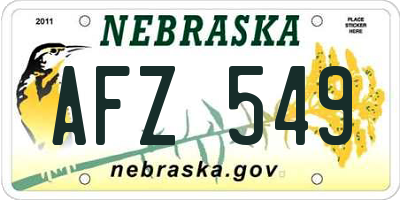 NE license plate AFZ549