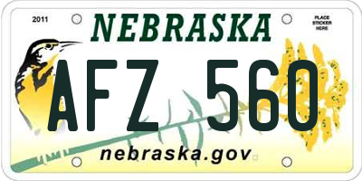 NE license plate AFZ560