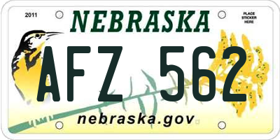 NE license plate AFZ562