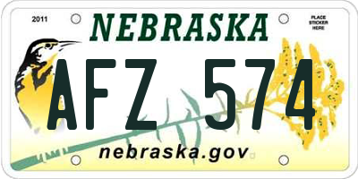 NE license plate AFZ574