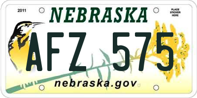 NE license plate AFZ575