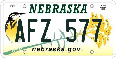 NE license plate AFZ577