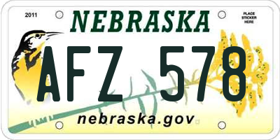 NE license plate AFZ578